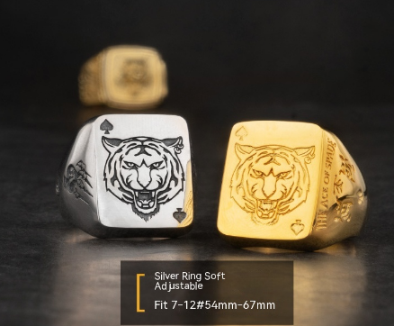 Trendy Silver Spade Ring - Chinese Zodiac Tiger Year